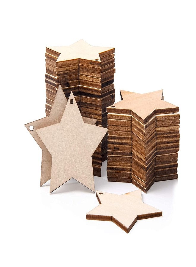 ROOT KRAFT [50pcs]-[ 5cmx5cm]-Star Wooden Pine MDF Cutouts Unfinished Tags for Key Chain,Slices Crafts,Xmas Holiday Hanging Decorations,Painting Wood Craft,MDF Plains,Resin Art Work - Image 1